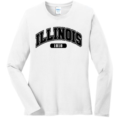 Illinois Collegiate Style 1818 Ladies Long Sleeve Shirt