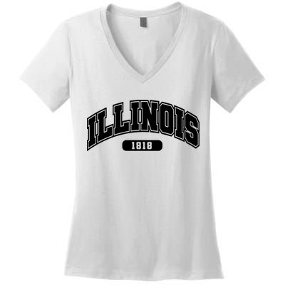 Illinois Collegiate Style 1818 Women's V-Neck T-Shirt