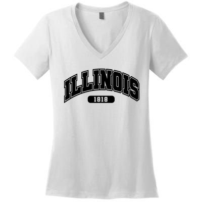 Illinois Collegiate Style 1818 Women's V-Neck T-Shirt