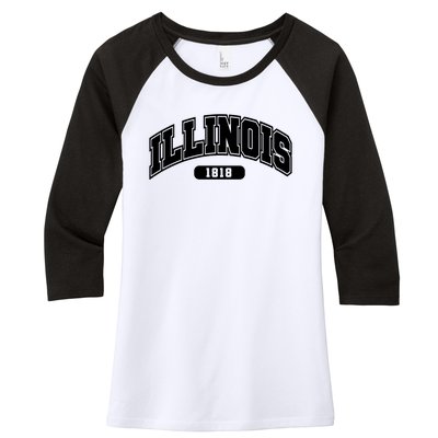 Illinois Collegiate Style 1818 Women's Tri-Blend 3/4-Sleeve Raglan Shirt