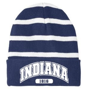 Indiana Collegiate Style 1816 Striped Beanie with Solid Band