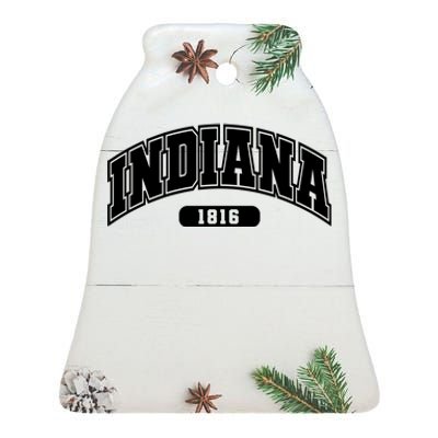 Indiana Collegiate Style 1816 Ceramic Bell Ornament