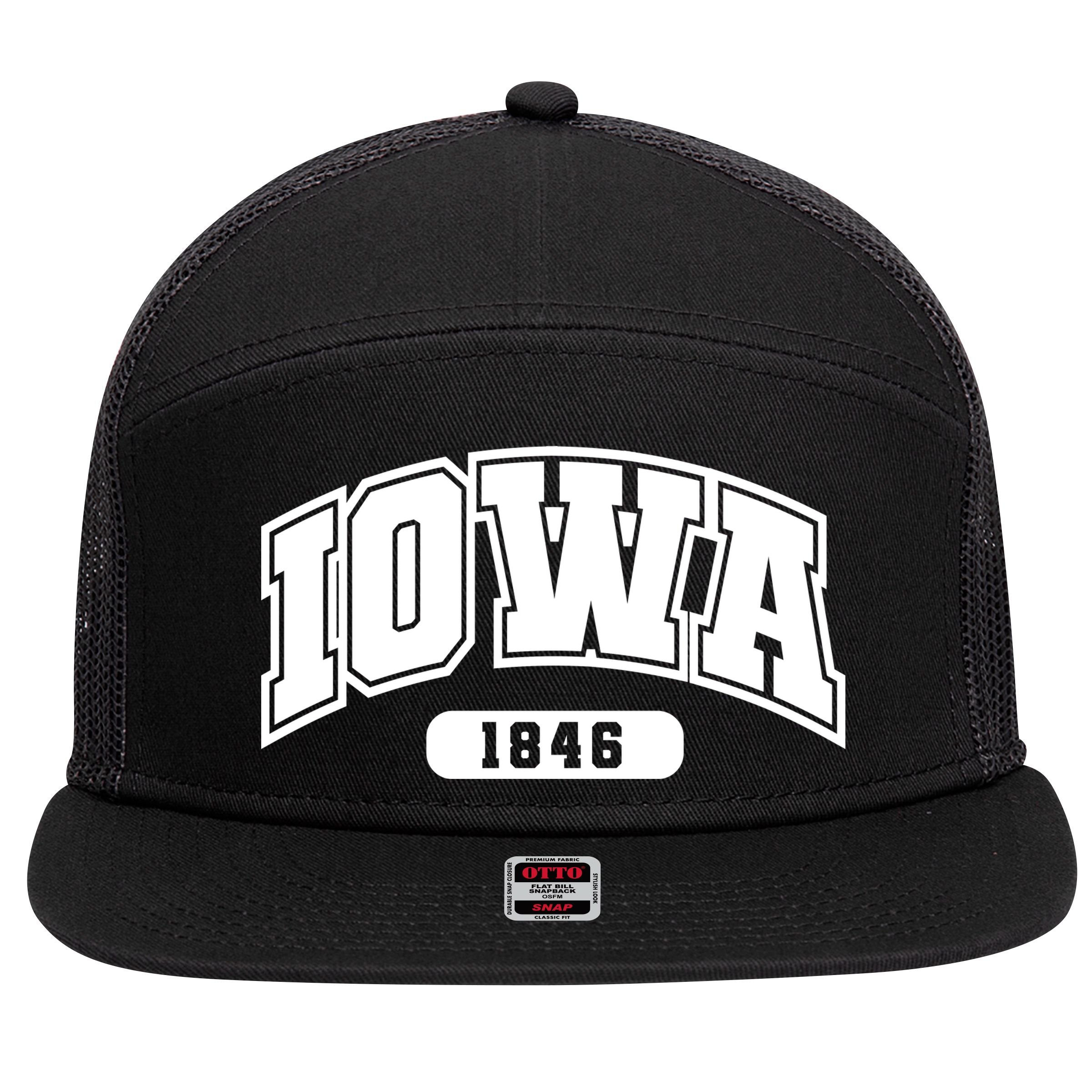 Iowa Collegiate Style 1846 7 Panel Mesh Trucker Snapback Hat