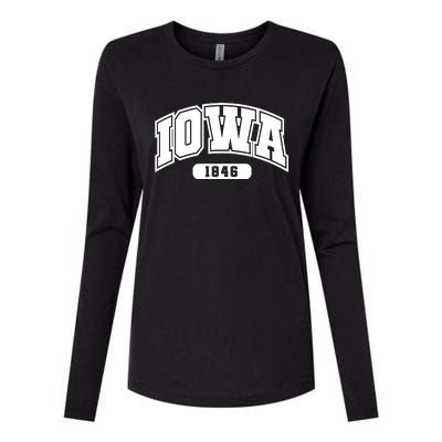 Iowa Collegiate Style 1846 Womens Cotton Relaxed Long Sleeve T-Shirt