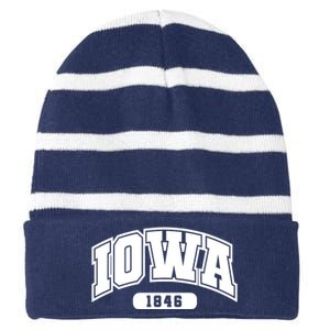 Iowa Collegiate Style 1846 Striped Beanie with Solid Band