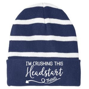 Im Crushing This Head Start Thing Striped Beanie with Solid Band