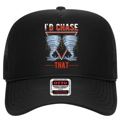 ID Chase That Tornado Storm Chaser High Crown Mesh Back Trucker Hat