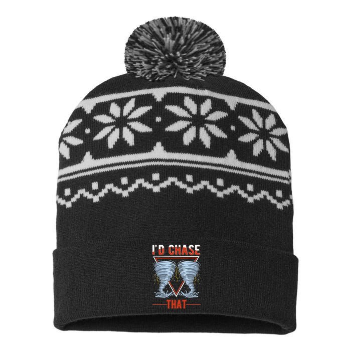 ID Chase That Tornado Storm Chaser USA-Made Snowflake Beanie