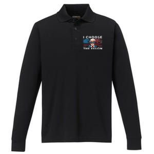 I Choose The Felon Funny Trump 2024 Republican Patriot Performance Long Sleeve Polo