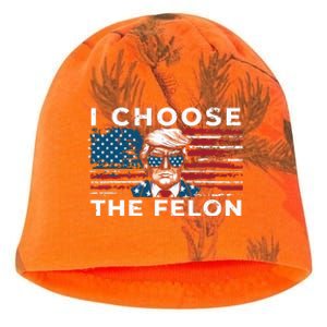 I Choose The Felon Funny Trump 2024 Republican Patriot Kati - Camo Knit Beanie