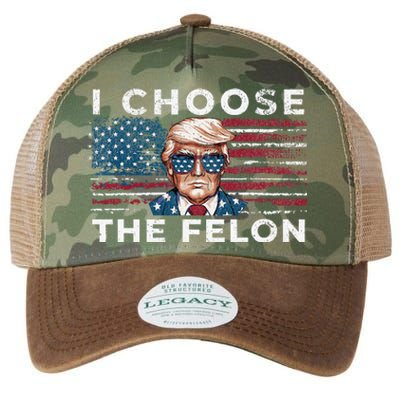 I Choose The Felon Funny Trump 2024 Republican Patriot Legacy Tie Dye Trucker Hat