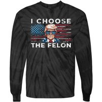 I Choose The Felon Funny Trump 2024 Republican Patriot Tie-Dye Long Sleeve Shirt