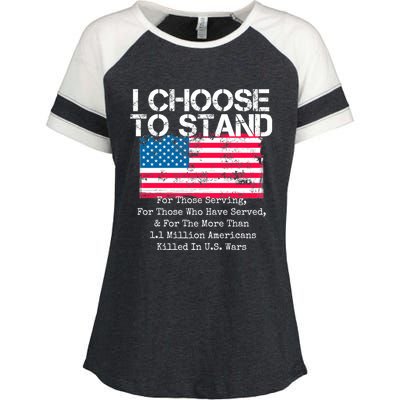 I Choose To Stand American Flag Cool Gift National Usa Anthem Cool Gift Enza Ladies Jersey Colorblock Tee