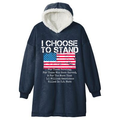 I Choose To Stand American Flag Cool Gift National Usa Anthem Cool Gift Hooded Wearable Blanket