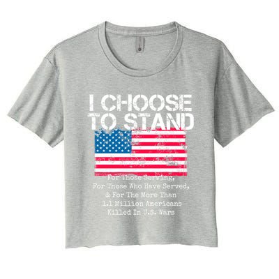 I Choose To Stand American Flag Cool Gift National Usa Anthem Cool Gift Women's Crop Top Tee