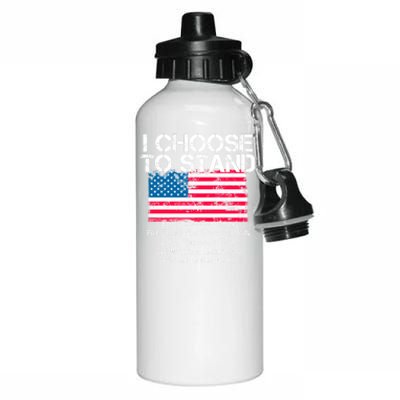 I Choose To Stand American Flag Cool Gift National Usa Anthem Cool Gift Aluminum Water Bottle