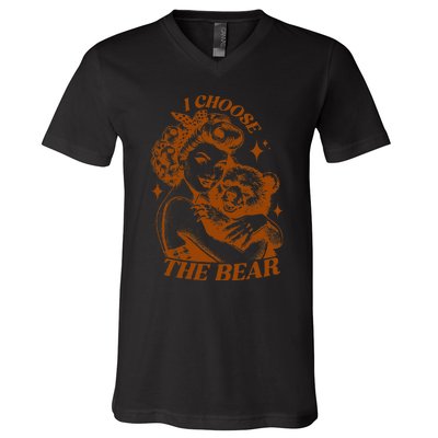 I Choose The Bear Motivational Team Bear Woods V-Neck T-Shirt