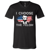 I Choose The Felon Funny Trump 2024 Republican Patriot V-Neck T-Shirt