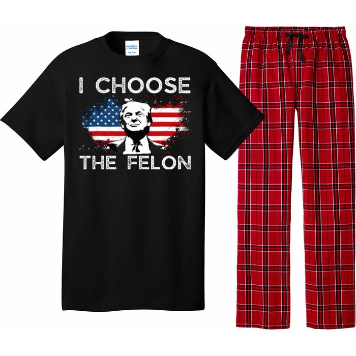 I Choose The Felon Funny Trump 2024 Republican Patriot Pajama Set