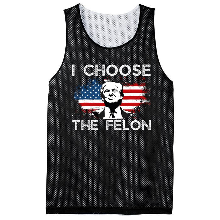 I Choose The Felon Funny Trump 2024 Republican Patriot Mesh Reversible Basketball Jersey Tank