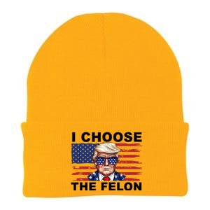 I Choose The Felon Funny Trump 2024 Republican Patriot Knit Cap Winter Beanie