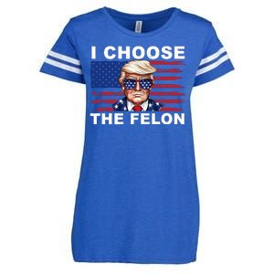 I Choose The Felon Funny Trump 2024 Republican Patriot Enza Ladies Jersey Football T-Shirt