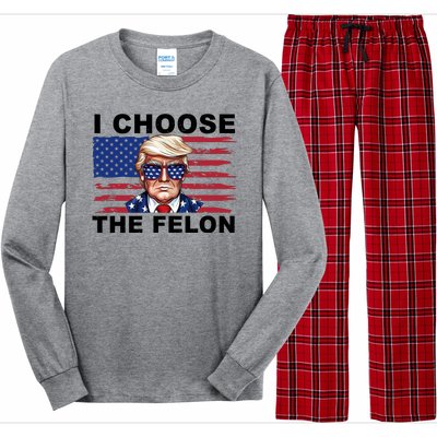 I Choose The Felon Funny Trump 2024 Republican Patriot Long Sleeve Pajama Set