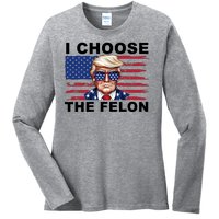 I Choose The Felon Funny Trump 2024 Republican Patriot Ladies Long Sleeve Shirt