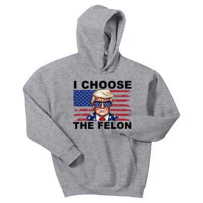 I Choose The Felon Funny Trump 2024 Republican Patriot Kids Hoodie