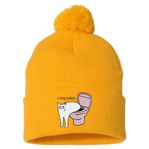 I Clog Toilets Pom Pom 12in Knit Beanie