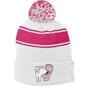 I Clog Toilets Stripe Pom Pom Beanie