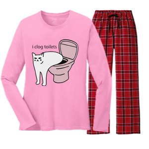 I Clog Toilets Women's Long Sleeve Flannel Pajama Set 