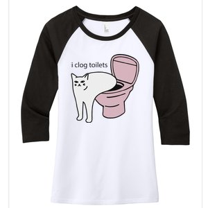 I Clog Toilets Women's Tri-Blend 3/4-Sleeve Raglan Shirt