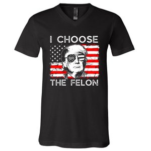 I Choose The Felon Funny Trump 2024 Republican Patriot V-Neck T-Shirt