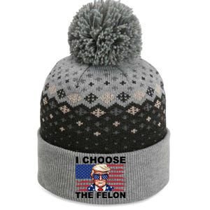 I Choose The Felon Funny Trump 2024 Republican Patriot The Baniff Cuffed Pom Beanie