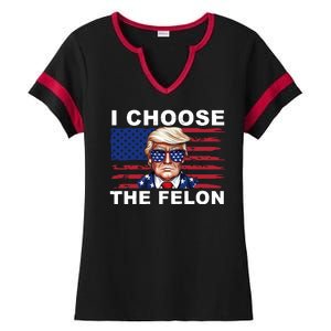 I Choose The Felon Funny Trump 2024 Republican Patriot Ladies Halftime Notch Neck Tee