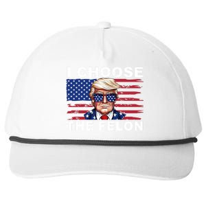 I Choose The Felon Funny Trump 2024 Republican Patriot Snapback Five-Panel Rope Hat