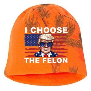 I Choose The Felon Funny Trump 2024 Republican Patriot Kati - Camo Knit Beanie