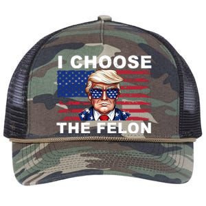 I Choose The Felon Funny Trump 2024 Republican Patriot Retro Rope Trucker Hat Cap