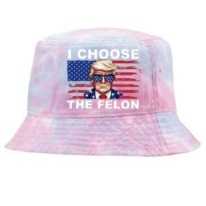 I Choose The Felon Funny Trump 2024 Republican Patriot Tie-Dyed Bucket Hat