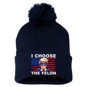 I Choose The Felon Funny Trump 2024 Republican Patriot Pom Pom 12in Knit Beanie