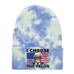 I Choose The Felon Funny Trump 2024 Republican Patriot Tie Dye 12in Knit Beanie