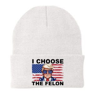 I Choose The Felon Funny Trump 2024 Republican Patriot Knit Cap Winter Beanie