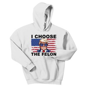 I Choose The Felon Funny Trump 2024 Republican Patriot Kids Hoodie