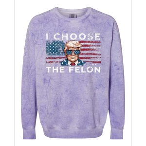 I Choose The Felon Funny Trump 2024 Republican Patriot Colorblast Crewneck Sweatshirt