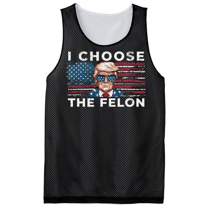 I Choose The Felon Funny Trump 2024 Republican Patriot Mesh Reversible Basketball Jersey Tank