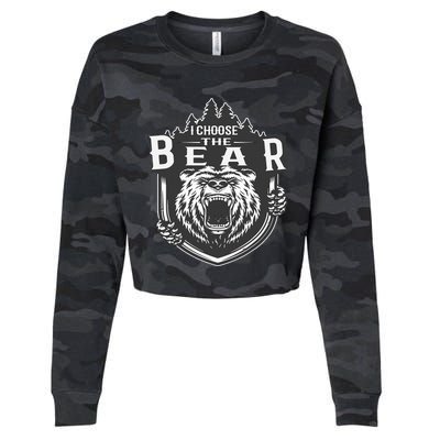 I Choose The Bear In The Woods Cropped Pullover Crew