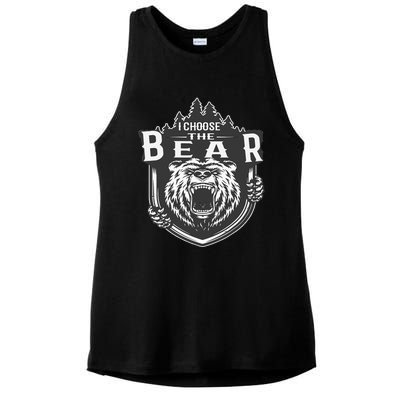 I Choose The Bear In The Woods Ladies PosiCharge Tri-Blend Wicking Tank