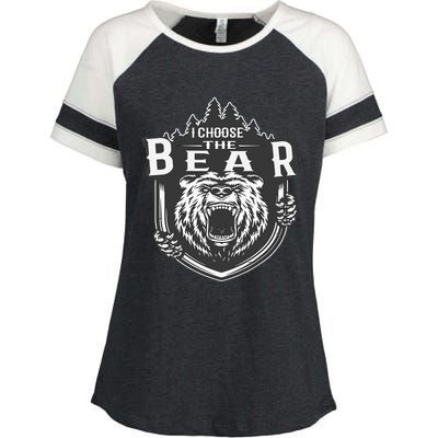 I Choose The Bear In The Woods Enza Ladies Jersey Colorblock Tee