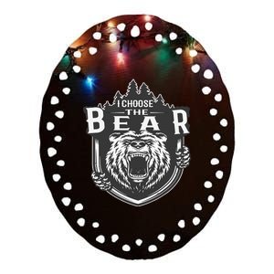 I Choose The Bear In The Woods Ceramic Oval Ornament